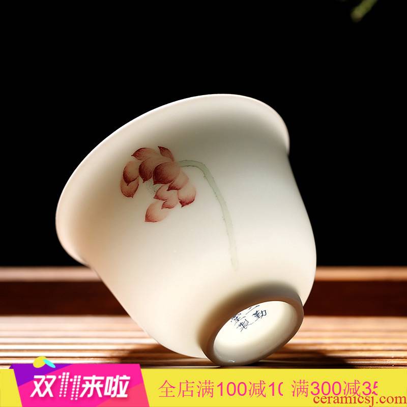 . Poly real boutique scene. Jingdezhen ceramic cups kung fu tea master cup single CPU hand - made ChanLian individual cup