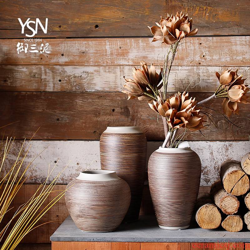 Mesa of coarse some ceramic pot dry vase decoration furnishing articles sitting room three new Chinese style restoring ancient ways is contracted and I ceramic mud
