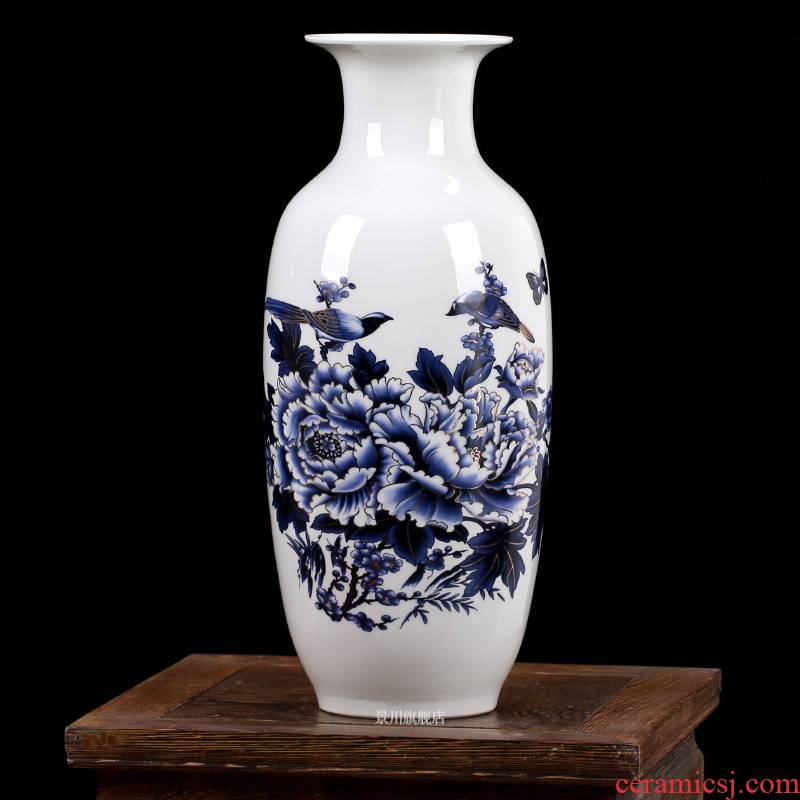 Jingdezhen ceramics blue gold, blue and white porcelain vase peony new home decoration porcelain mesa furnishing articles