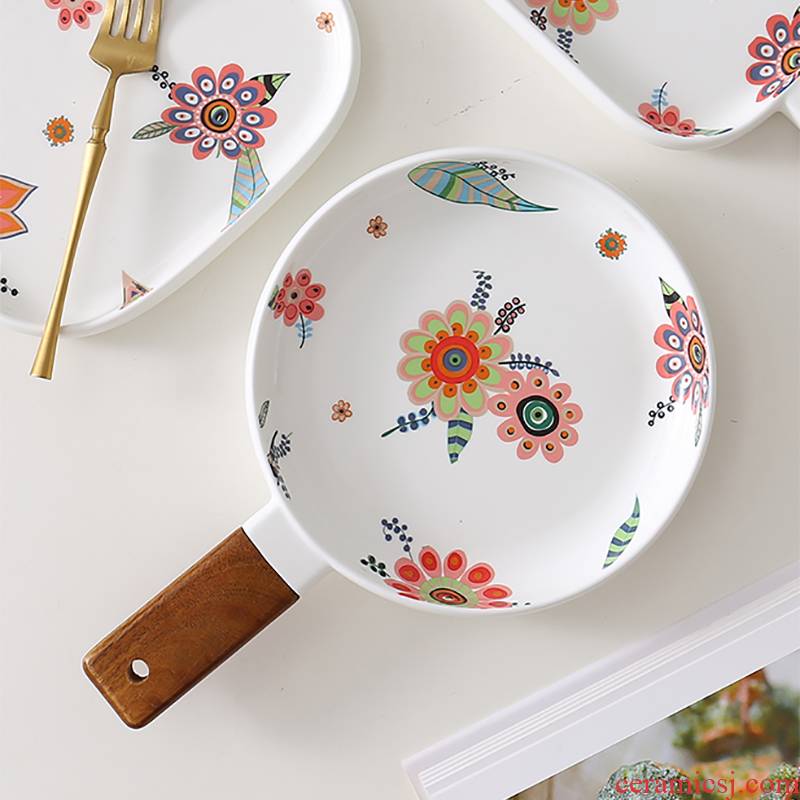 Jingdezhen ceramic disc beefsteak snack plate 0 secret garden handle the creative fruit dishes series