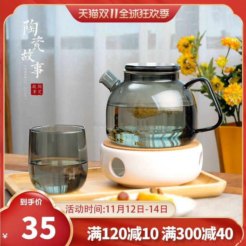 Ceramic story English afternoon tea tea set light key-2 luxury boreal Europe style glass flower pot heating fruit tea POTS