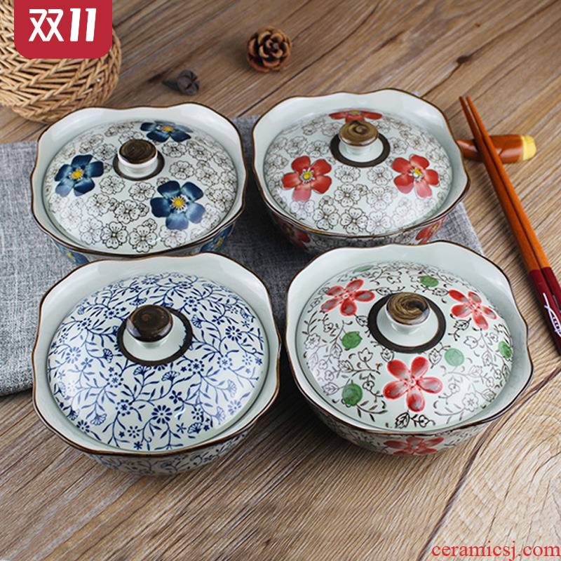 Pickles bowl with cover household with cover bowl round bowl of medium size with a cover on ceramic bowl with cover can L