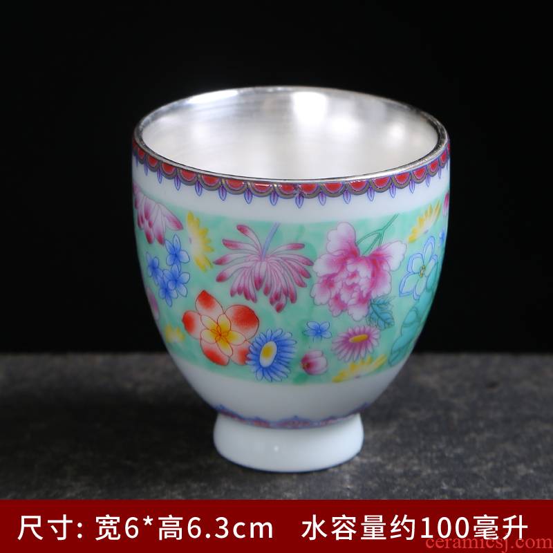 Ceramic cups master cup single CPU colored enamel paint pu - erh tea cups of jingdezhen Ceramic cups kung fu tea tea taking
