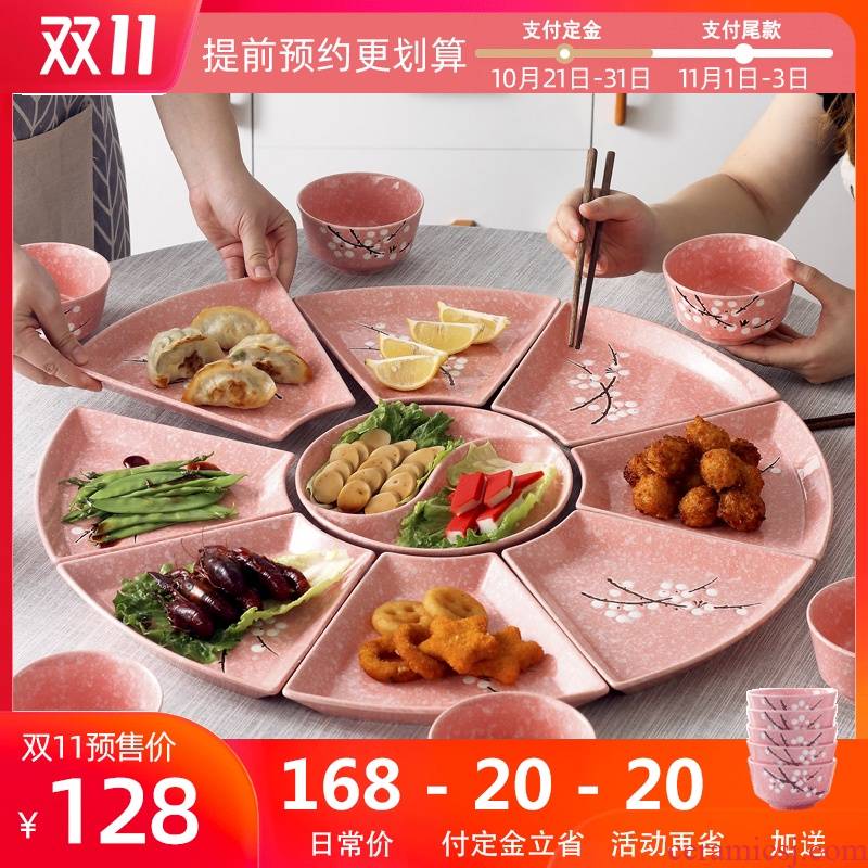 Dishes suit household ceramic plate hot pot dinner Dishes reunion party web celebrity platter composite plate tableware