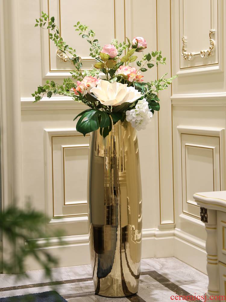 Light European - style key-2 luxury ceramic vase large sitting room ground bottle of flower arranging furnishing articles hotel TV ark adornment flowers