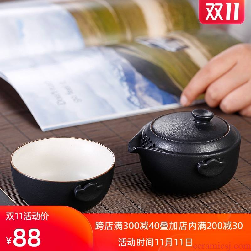 A pot of A ceramic crack cup one little teapot with A single 1 Japanese travel tea set the portable office