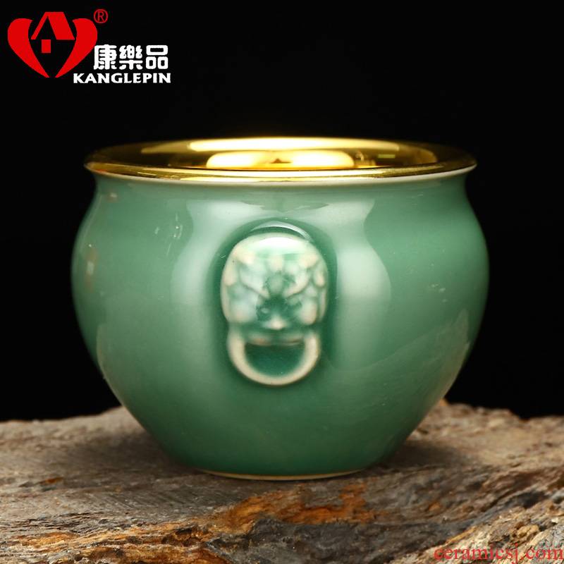 Recreational product benevolent celadon plutus cylinder humen 67 mm high capacity of 250 ml pure manual 24 k jinzhan tea cups