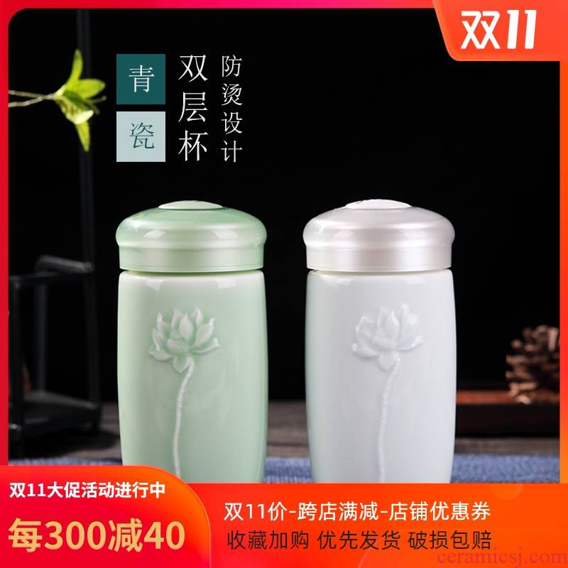 High - quality goods with double insulation ceramic cup cup men 's ladies fashion travel office glass cups gift can be customized