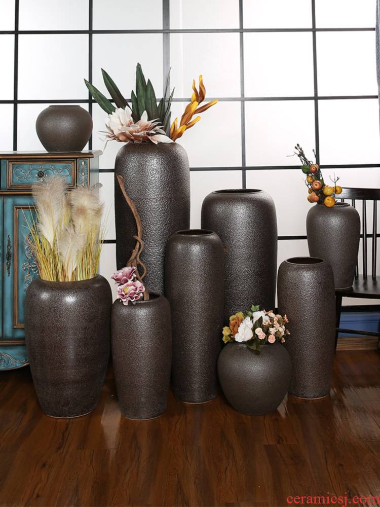 Dried flower vases, jingdezhen ceramic household is suing furnishing articles sitting room TV cabinet decoration to the hotel retro pottery flower arrangement