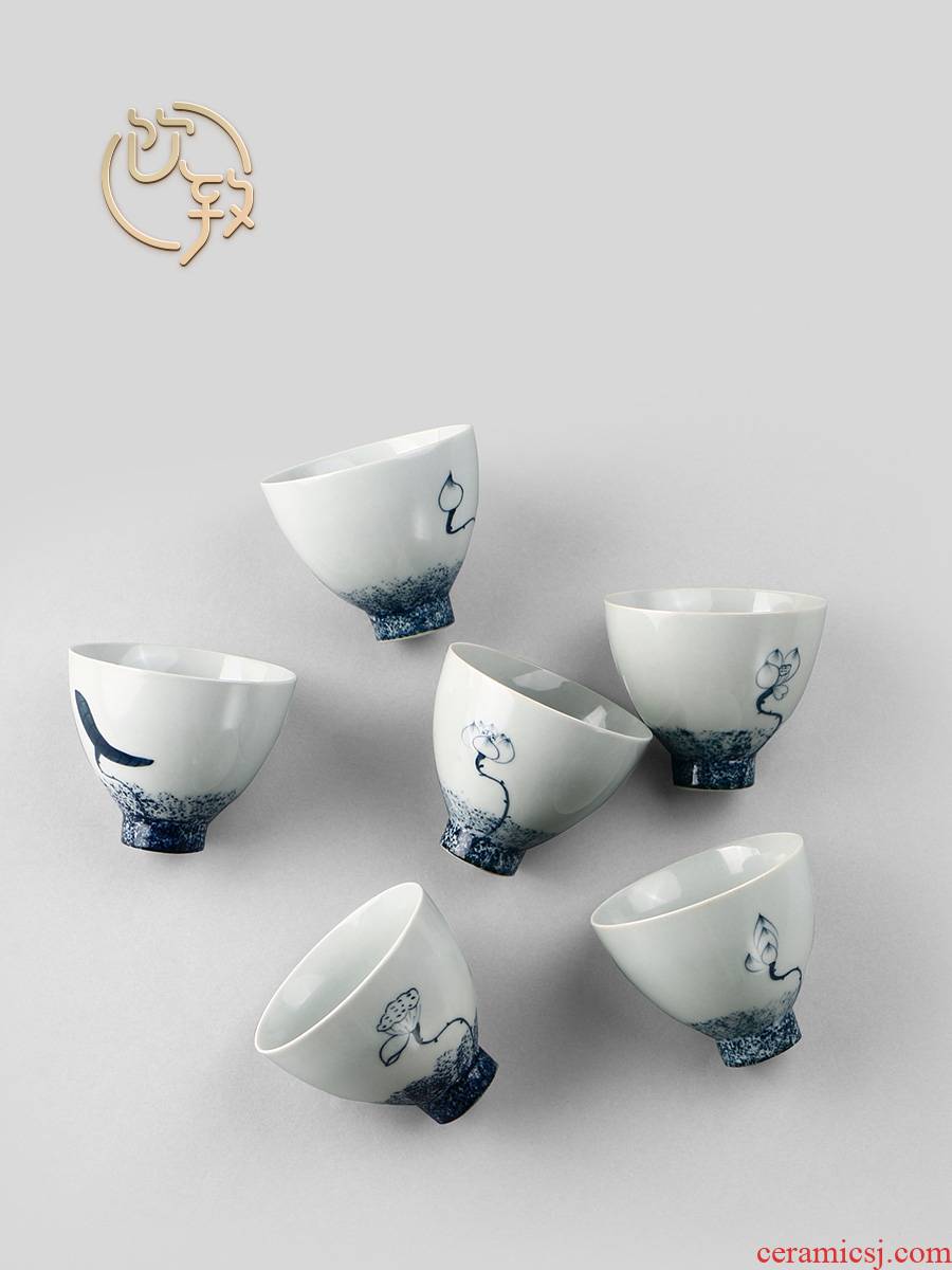 Ultimately responds to 6 fitting jingdezhen hand - made porcelain cup cup archaize ceramic tureen master sample tea cup cup single CPU