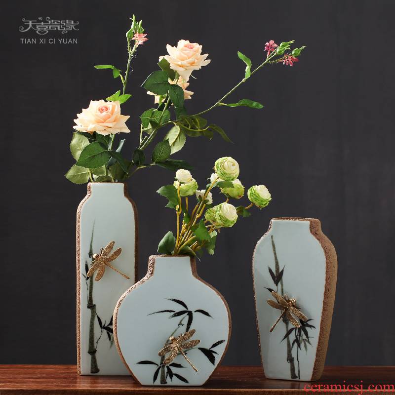 Modern new Chinese ceramic vases, flower arranging is European sitting room porch creative household soft adornment desktop furnishing articles