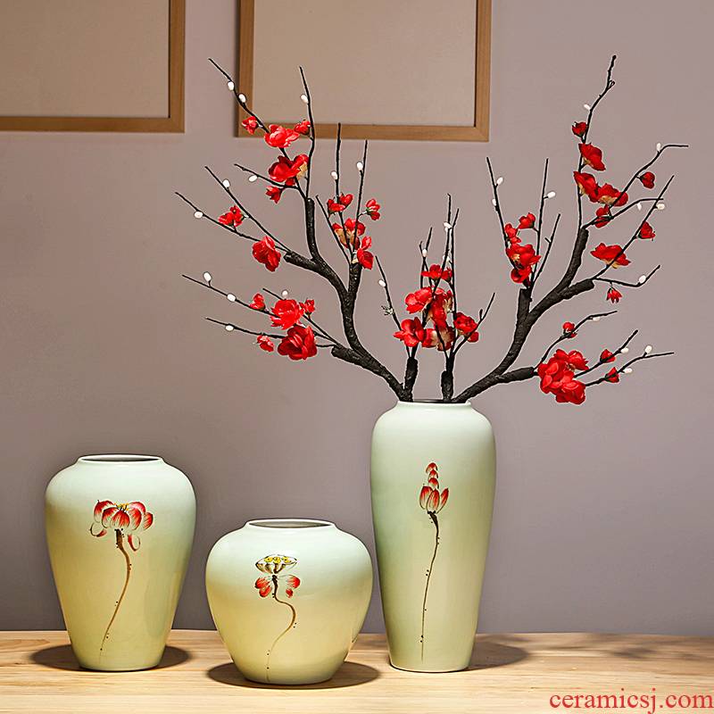 Jingdezhen ceramic vases, dried flowers, flowers, flower arrangement contracted study Chinese landing, the sitting room porch place decoration