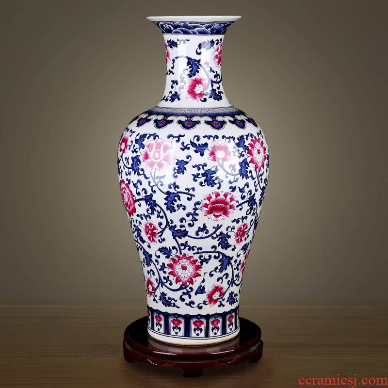 Jingdezhen ceramics archaize large blue and white vase bucket colors lotus flower pattern sitting room flower arranging Chinese style household furnishing articles