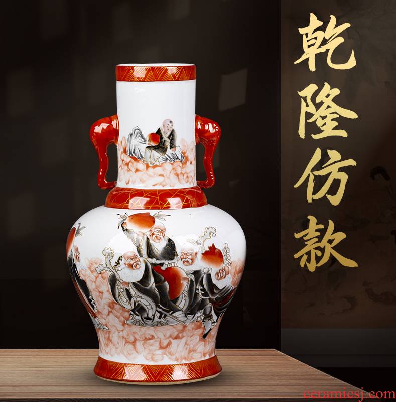 Jingdezhen ceramic ear vase hand - made paint sitting room tea table rich ancient frame furnishing articles of Chinese style restoring ancient ways household act the role ofing is tasted