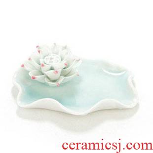 Manual shadow green ceramic creative practical lotus fragrance incense dish incense joss stick process