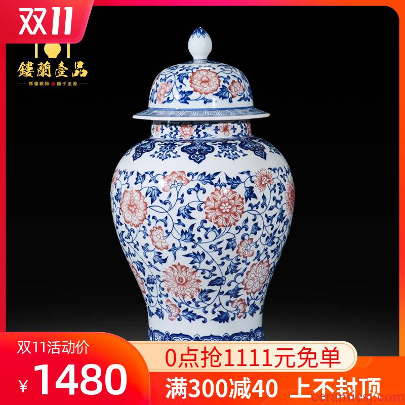 Antique porcelain of jingdezhen ceramics youligong general tank storage tank sitting room adornment of new Chinese style household furnishing articles