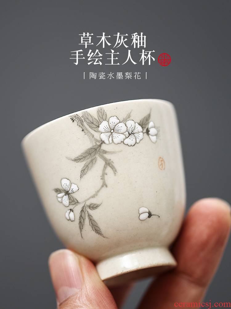 Jingdezhen ceramic tea set hand - made the pear flower, white porcelain kung fu master cup single cup sample tea cup small cups hat to the CPU