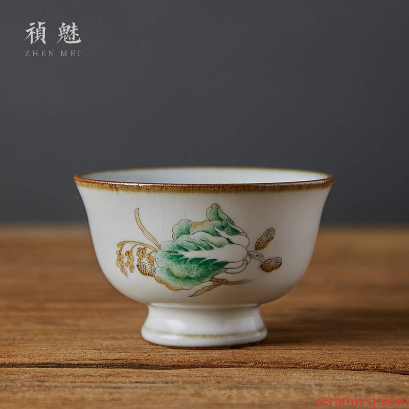 Shot incarnate your up hand - made cabbage open single piece of glass of jingdezhen ceramic kung fu tea set personal tea cup master CPU