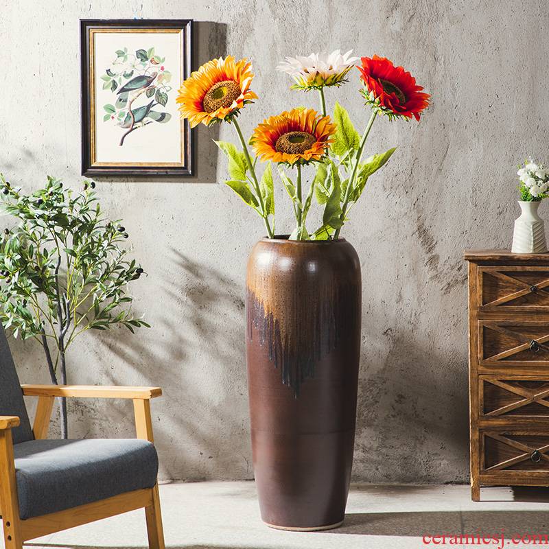 Jingdezhen landing vase large - sized ceramic decoration to the hotel courtyard creative pottery flower arrangement to heavy high furnishing articles to restore ancient ways