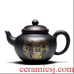 Shadow at yixing it pure manual undressed ore, black purple clay teapot tea rare mud materials fuels the sakura GYT primer