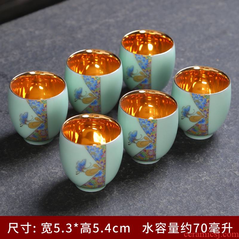 Tasted silver gilding jingdezhen blue and white porcelain ceramic paint sample tea cup kung fu tea tea service master cup single CPU personal cup