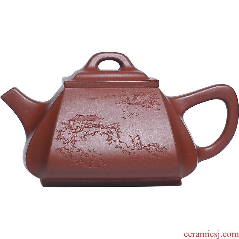 Shadow at present yixing it pure manual undressed ore bottom groove the qing four penghu - glance kung fu teapot corner stone gourd ladle
