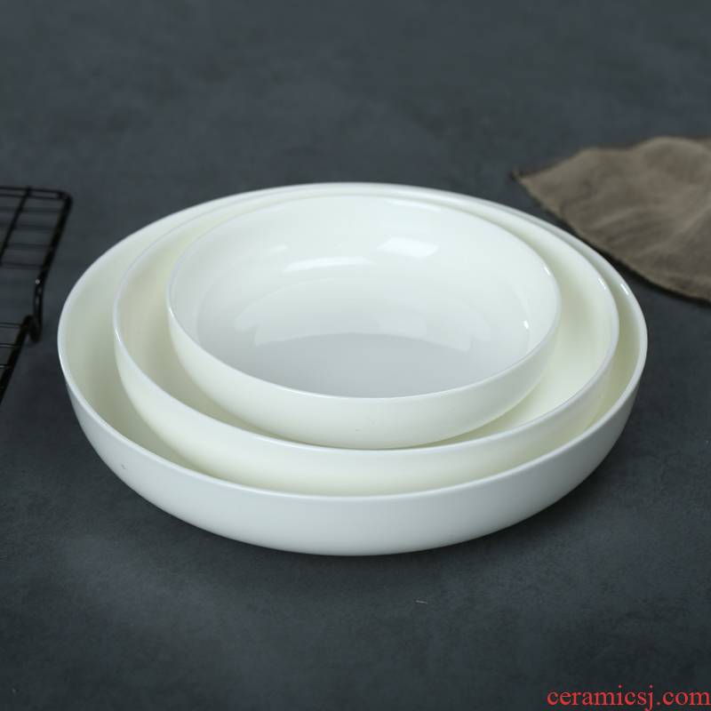 Creative household deep dish dish dish dish pure white dish dish dish soup plate ipads porcelain plates of jingdezhen ceramic plates