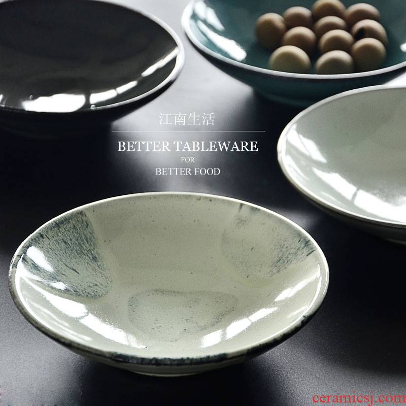 Jiangnan life coarse pottery Scandinavian minimalist retro 6 inch plate household utensils dessert dried ipads plate cold dish