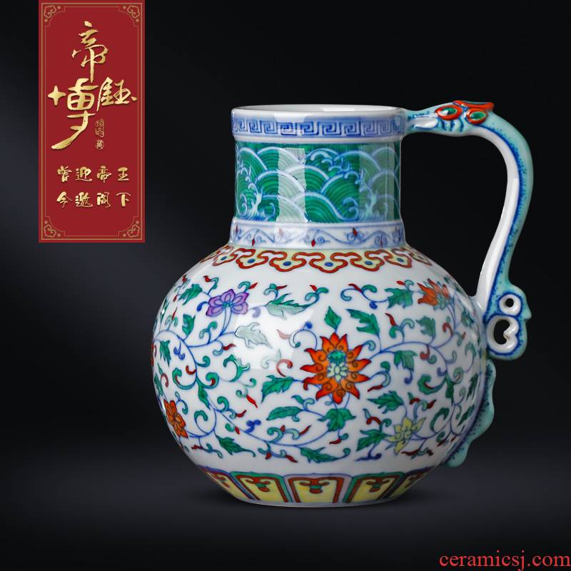 Blue and white color bucket hand - made antique vase jingdezhen ceramics furnishing articles furnishing articles of Chinese style flower watering the sitting room adornment