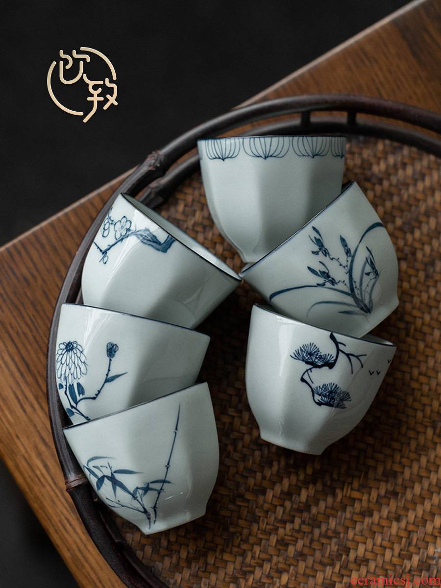 Ultimately responds to the blue and white porcelain cups hand - made personal sample tea cup kung fu tea set small master cup single CPU single restoring ancient ways