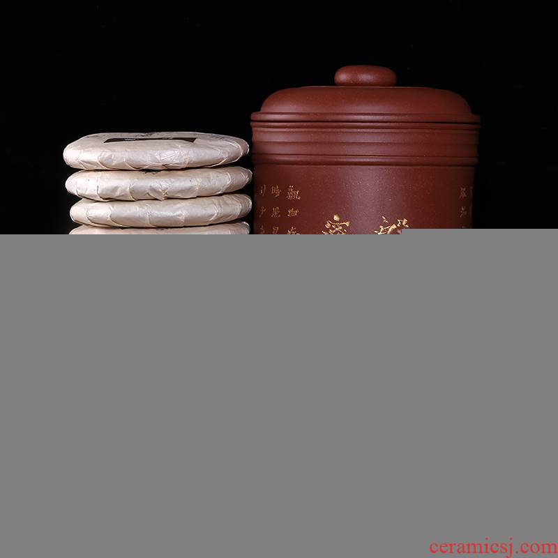 Shadow enjoy purple sand tea pot pu - erh tea storage POTS fine checking heart sutra 14 cake large tea urn JH