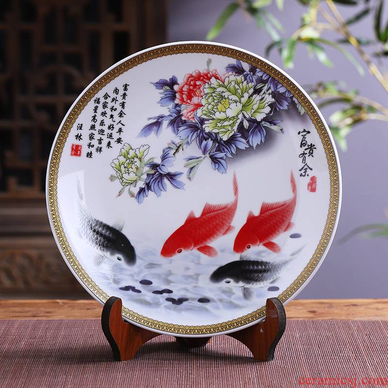 Jingdezhen porcelain ceramic well - off hang dish decorative plates of new Chinese style household TV ark, handicraft furnishing articles