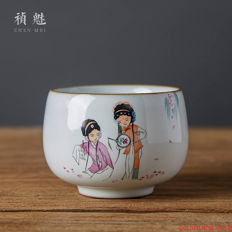 Shot incarnate the jingdezhen ceramic up hand - made drama characters cup kung fu tea set single individual tea cup master CPU