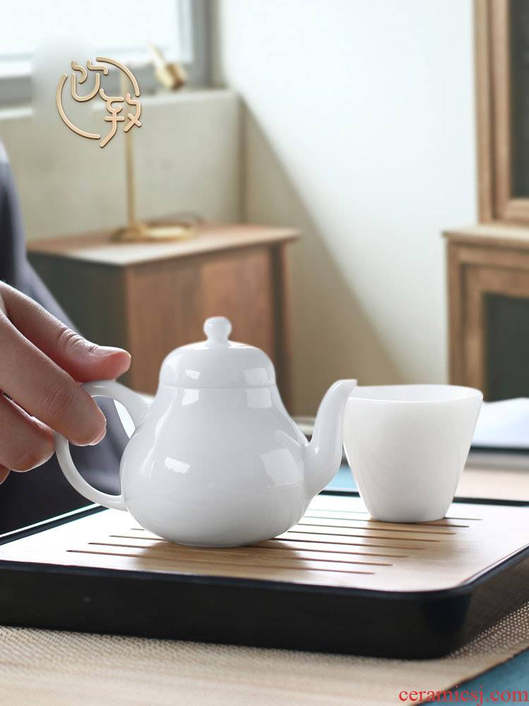 Ultimately responds white porcelain single single pot of jingdezhen ceramic teapot to make tea, small household mini xi shi pot of kung fu tea set