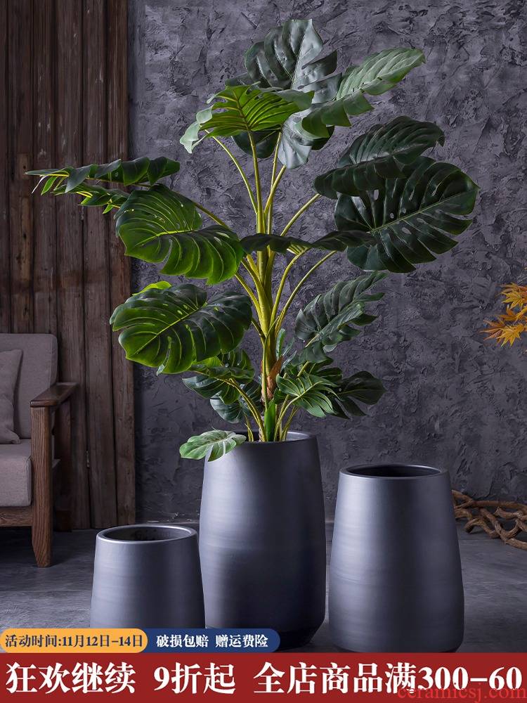 The Nordic idea ground flower arranging ceramic flower implement green plant decoration to The hotel villa furnishing articles vase VAT black flower pot