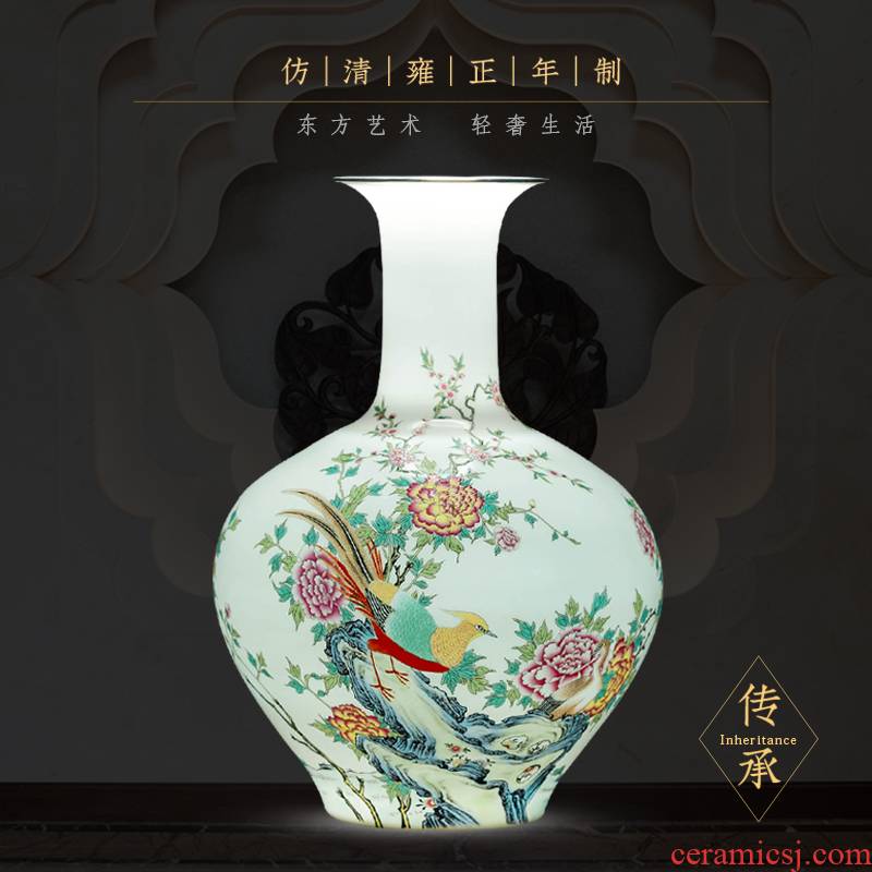 Jingdezhen ceramic hand - made thin foetus vase of new Chinese style living room TV cabinet flower arranging porcelain home decoration furnishing articles