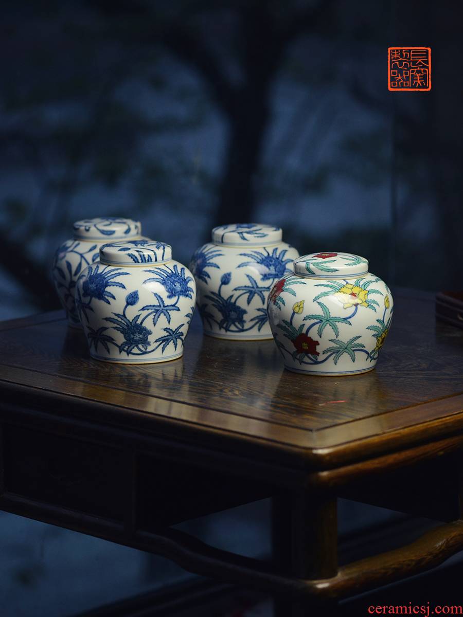 Offered home - cooked ju long up controller doucai bucket color Zhi, ZiWen okra grain jingdezhen tea pot cover by hand