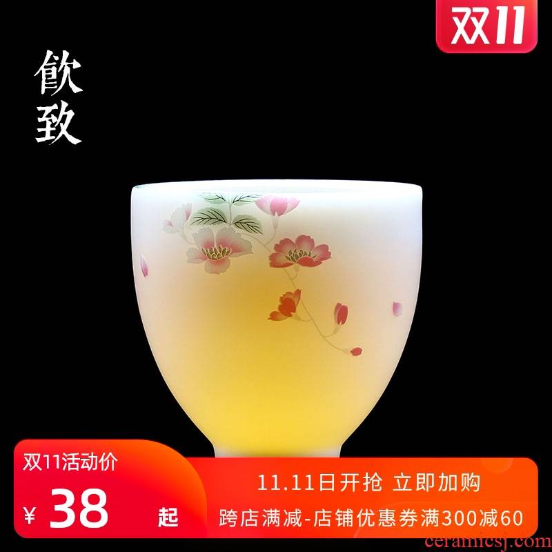 Ultimately responds to dehua white porcelain jade porcelain teacup large single kunfu tea cup a single master cup tea cups of tea by hand