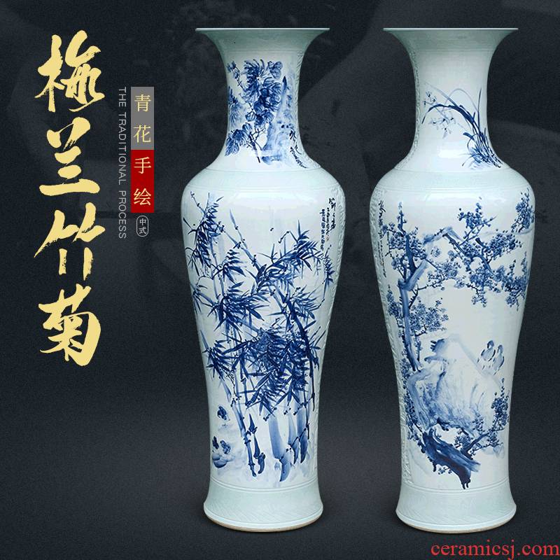 Jingdezhen ceramics of large blue and white porcelain vase Chinese style household furnishing articles decorate gifts to heavy large living room