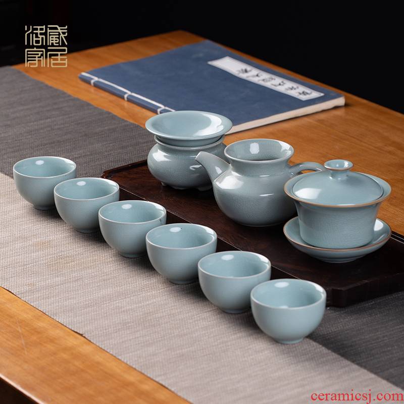 Your up the was set home sitting room jingdezhen ceramic kung fu tea tureen teapot teacup of a complete set of gift boxes