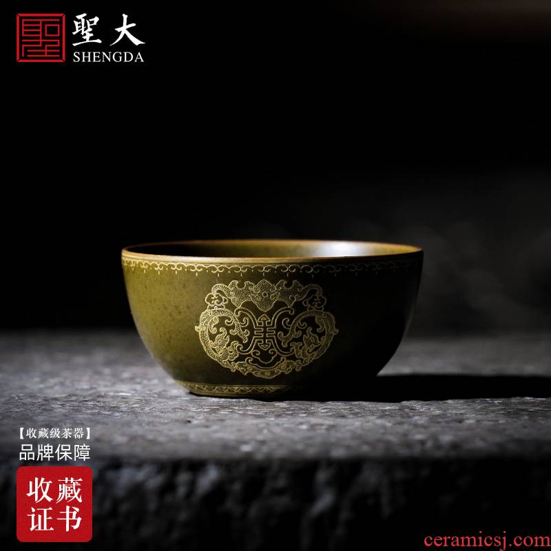 Santa teacups hand - made ceramic kung fu tea glaze heap Jin Fushou fortunes lie the fa cup at the end of the jingdezhen tea by hand