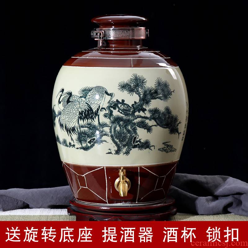 Jingdezhen ceramic wine wine jar cylinder 10 jins 20 jins 30 jins 50 jins antique bottle seal hip flask