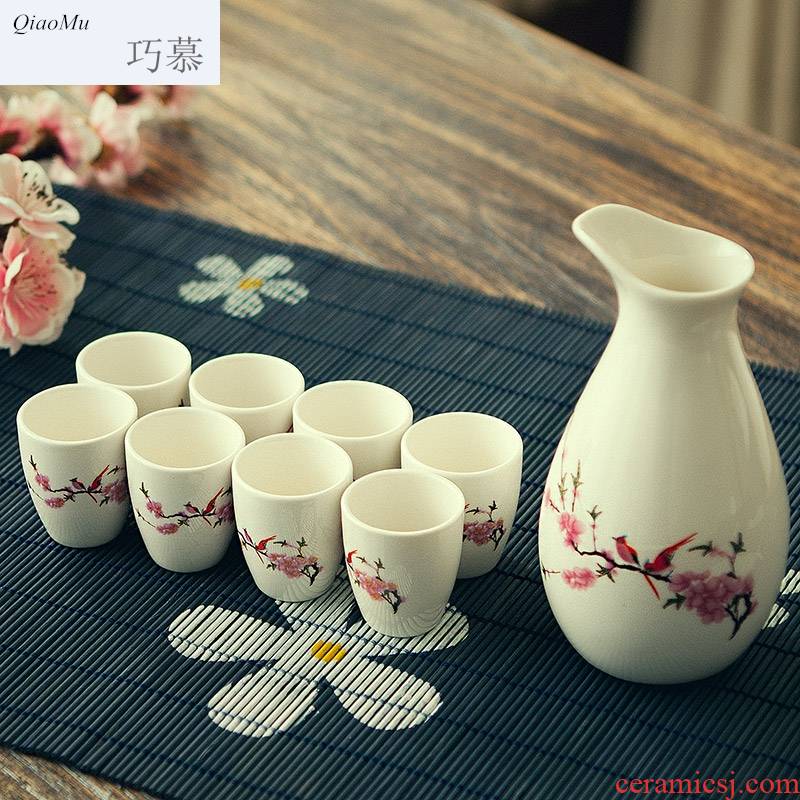 Qiao mu Japanese ink wind wine wine suits for home wine cup ceramic liquor wine to ultimately responds a cup of wine bottle points