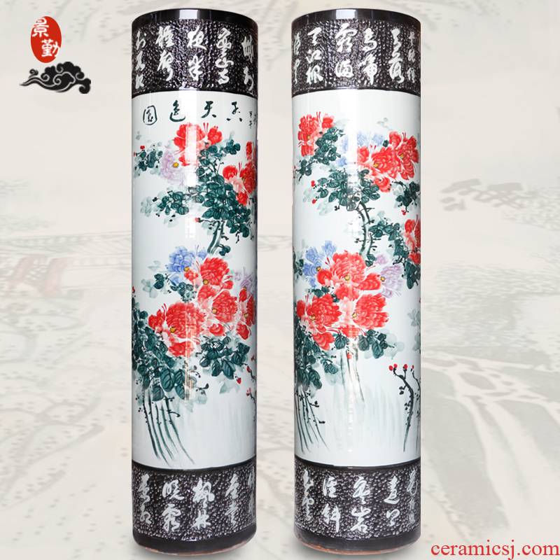 193 jingdezhen porcelain of large vase sword barrel full manual its landscape quiver hall hotel set text