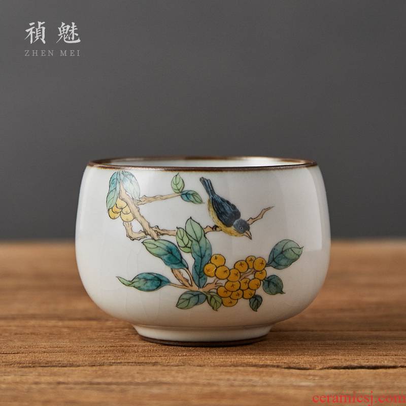 Shot incarnate your up hand - made painting of flowers and a cup of jingdezhen ceramic kung fu tea set to open the master cup single CPU individual sample tea cup
