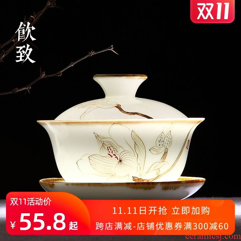 The Drinks to jingdezhen hand - made not hot tureen tea only a single white porcelain cups three large ceramic tea set