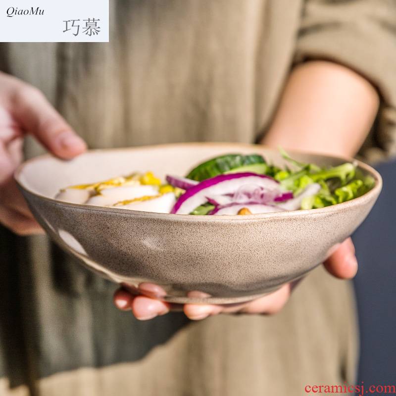 Qiam qiao mu Japanese special creative bowl of soup bowl rainbow such use ceramic bowl with irregular fruit salad bowl