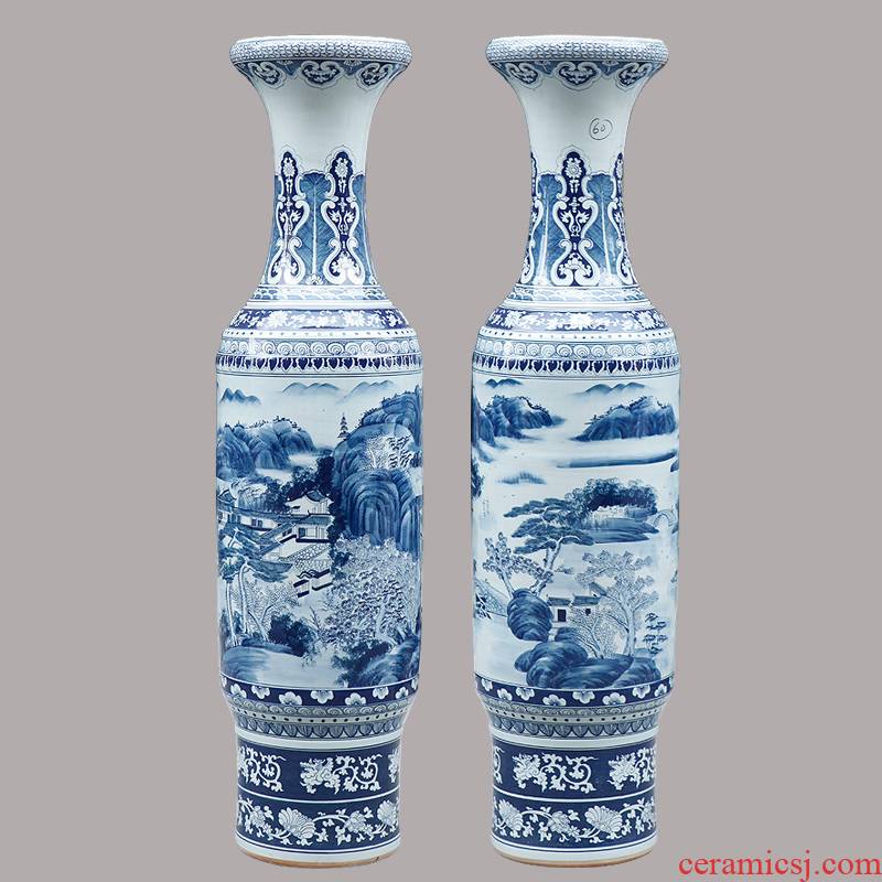 211 mountains make jingdezhen blue and white porcelain painting manually opening taking 1.8 meters 2.2 meters of large vase