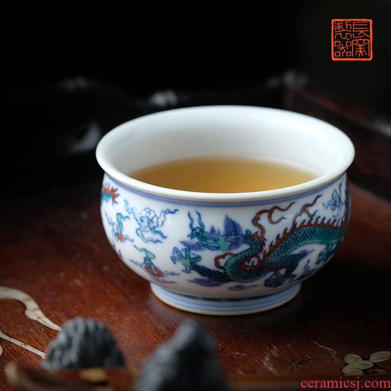 Offered home - cooked ju long up controller yongzheng bucket color YunLongWen cylinder of jingdezhen manual master cup tea set