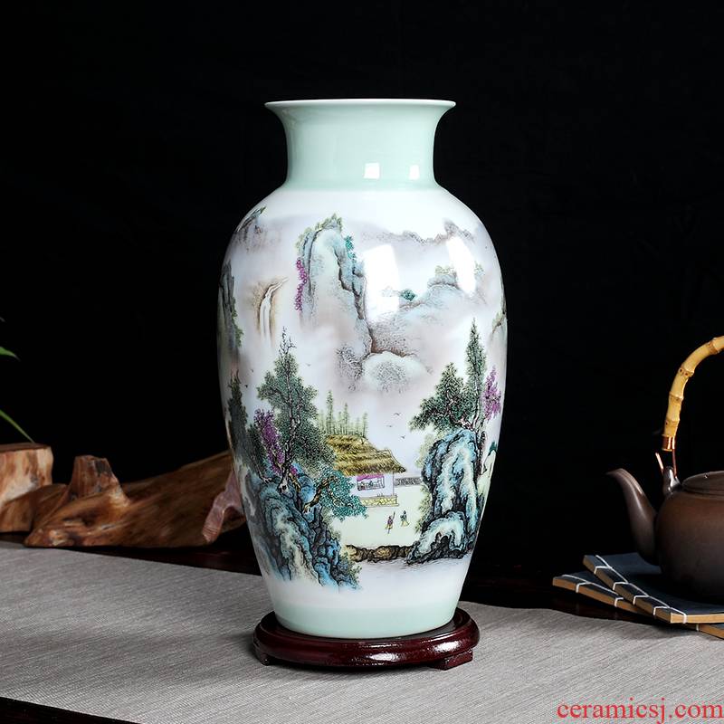 Landscape painting vase furnishing articles jingdezhen hand - made ceramics flower arranging dried flowers sitting room home decorative arts and crafts